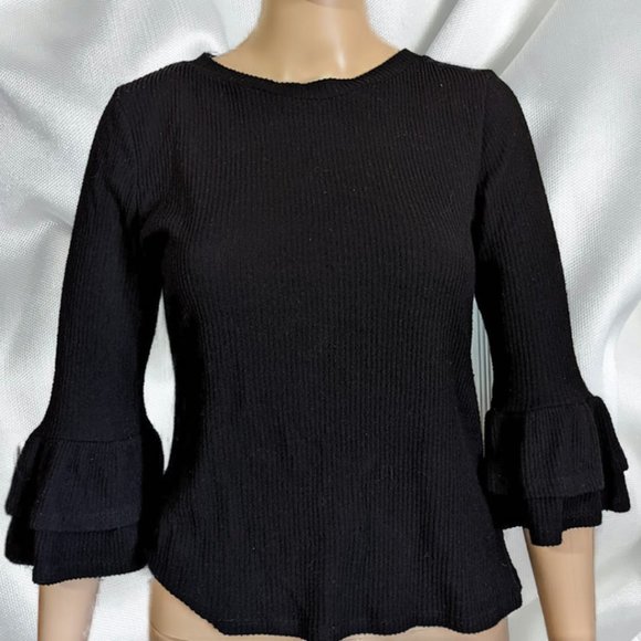 Plain Black with Balloon Sleeves Top - Picture 1 of 2